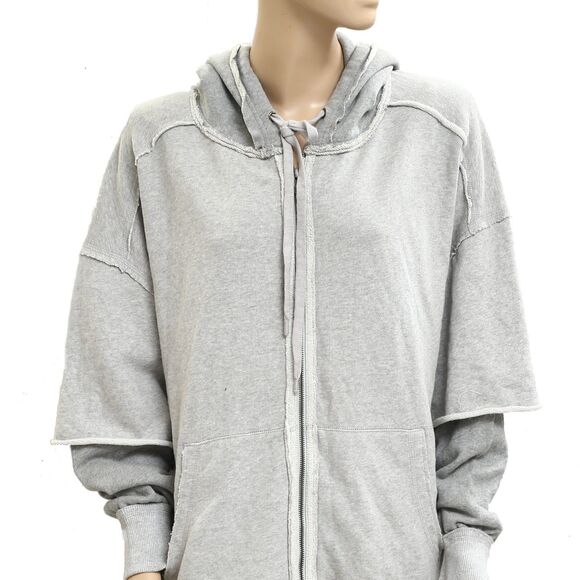 Free People We The Free Cher Twofer Hoodie Top Sweatshirt Cotton M New 283697 - Picture 9 of 11
